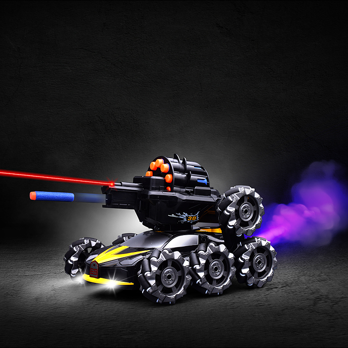 Машина QF667-13 "Буря" с пушкой и паром, на р/у 27 MHz, в коробке