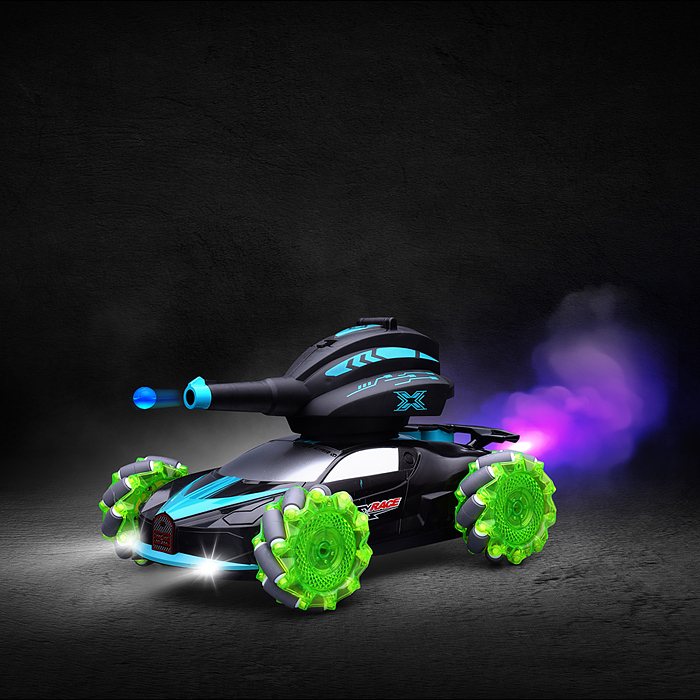 Машина QF667-5A "Буря-1" с пушкой и паром, на р/у 27 MHz, в коробке