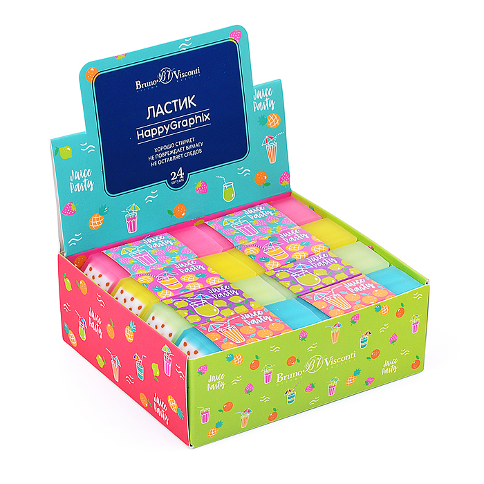 Ластик "HappyGraphix. Juice Party", 4 цвета