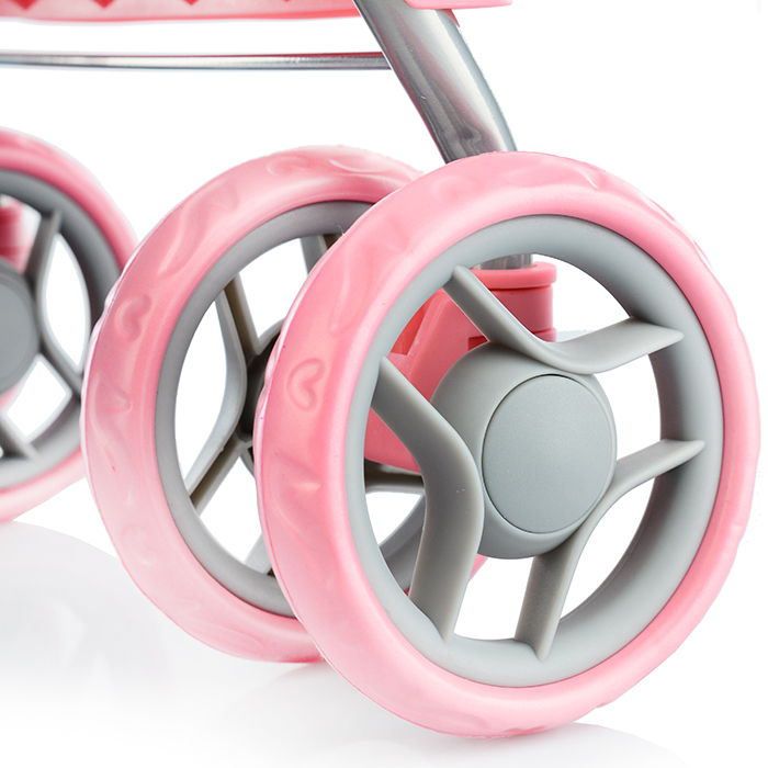 Коляска для кукол 9304BW-T, металлическая, складная, прогулочная, со столиком, с тентом, с корзиной,