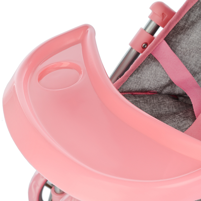 Коляска для кукол 9304BW-T, металлическая, складная, прогулочная, со столиком, с тентом, с корзиной,