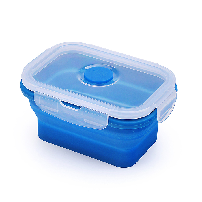 Ланчбокс складной герметичный прямоугольный, 350 мл, 13x9,5x6,5 см, темно-синий