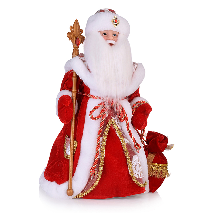 Сувенир музыкальный "Дед Мороз в красной шубе, с мешком подарков" с мелодией, 40 см 