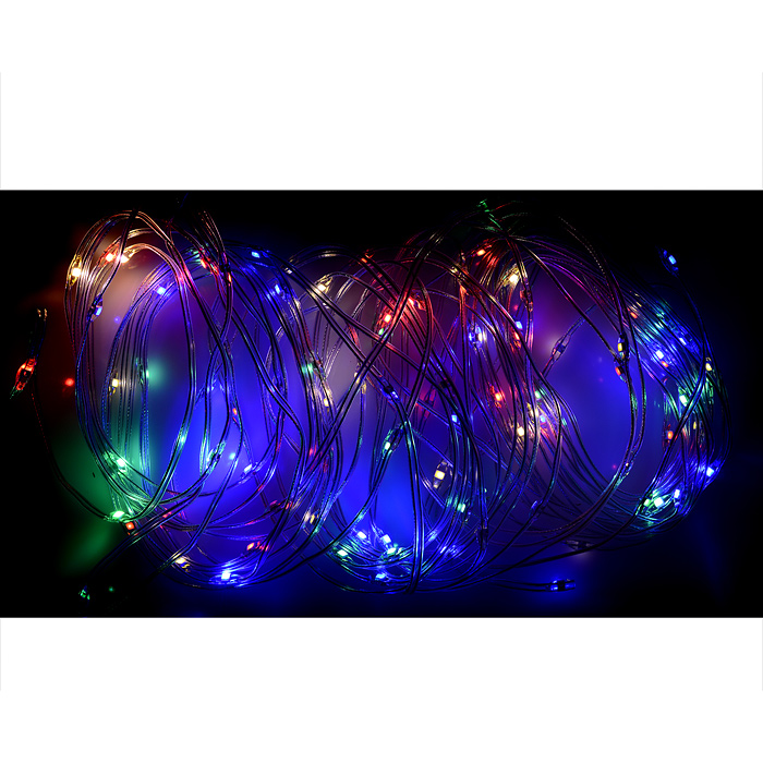 Электрогирлянда светодиодная Роса, 10 м, 100 ламп, цветная