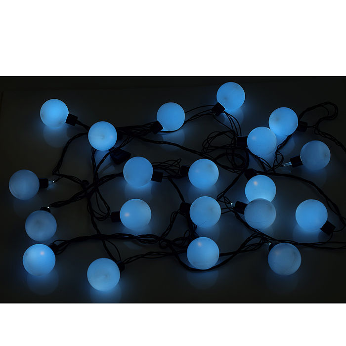 Электрогирлянда светодиодная Шарики матовые, 20 ламп, холодный