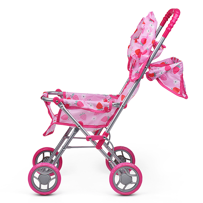 Фото к товару Коляска для кукол 9305 складная, прогулочная, с тентом, цвет клубнички на розовом Коляска для кукол 9305 складная, прогулочная, с тентом, цвет клубнички на розовом