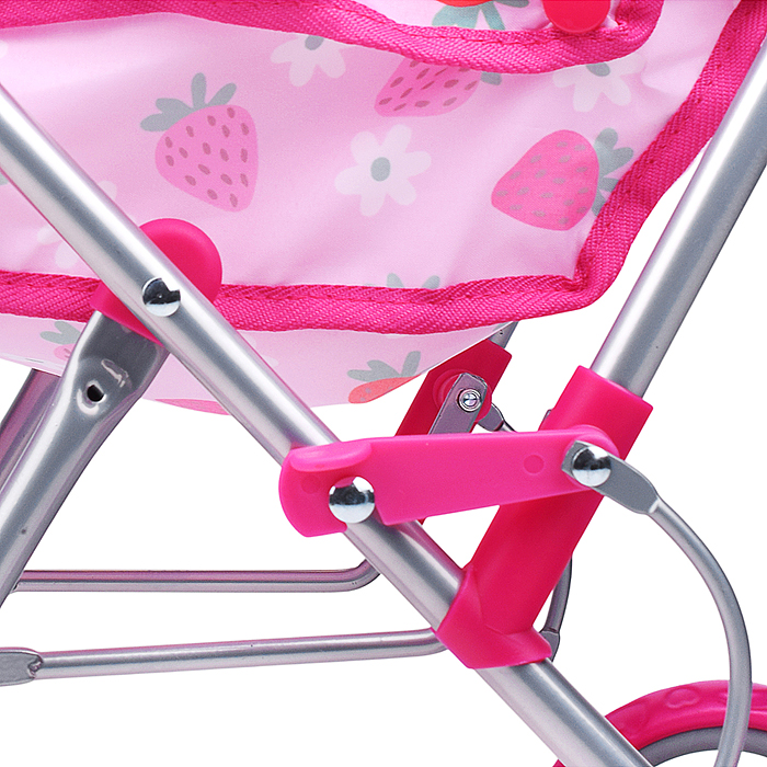 Фото к товару Коляска для кукол 9305 складная, прогулочная, с тентом, цвет клубнички на розовом Коляска для кукол 9305 складная, прогулочная, с тентом, цвет клубнички на розовом