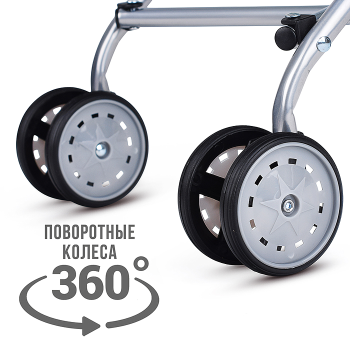 Коляска для кукол 9302W металлическая, складная, прогулочная, принт листья.