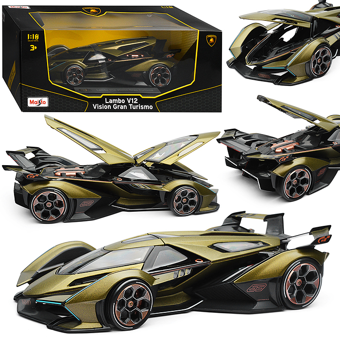 Машинка die-cast Lamborghini V12 Vision Gran Turismo, 1:18, зелёная, 
