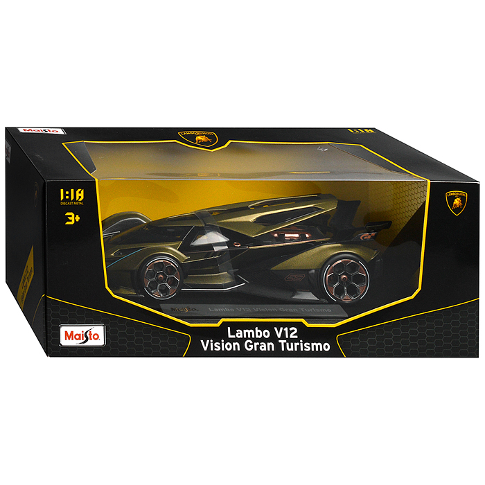 Машинка die-cast Lamborghini V12 Vision Gran Turismo, 1:18, зелёная, 