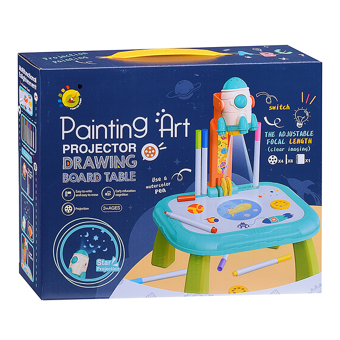 Доска для рисования 22088-35B "Космическая ракета" с проектором, в коробке