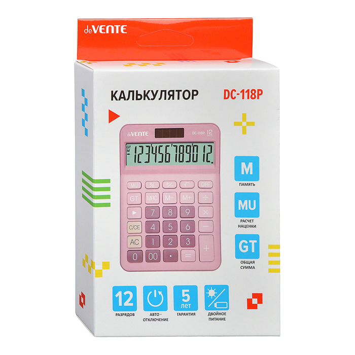 Калькулятор настольный DC-118P, 126x175x42 мм, 12 разрядный, двойное питание