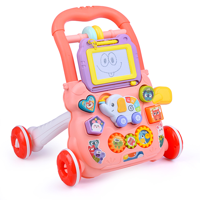 Игровой центр-Каталка HE0811 "Веселый слоник" (цвет розовый) в коробке