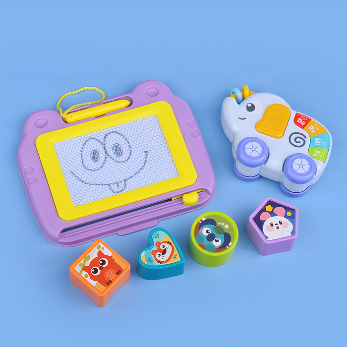 Игровой центр-Каталка HE0811 "Веселый слоник" (цвет розовый) в коробке