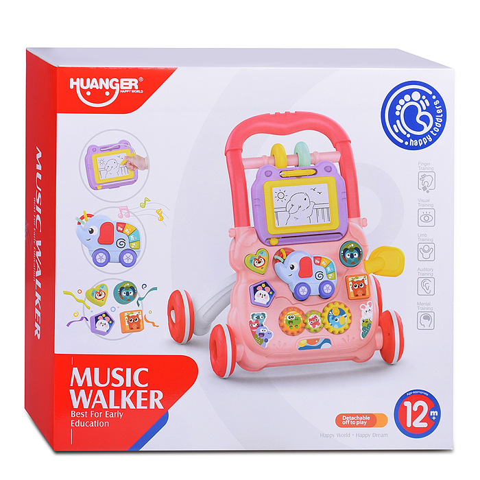 Игровой центр-Каталка HE0811 "Веселый слоник" (цвет розовый) в коробке