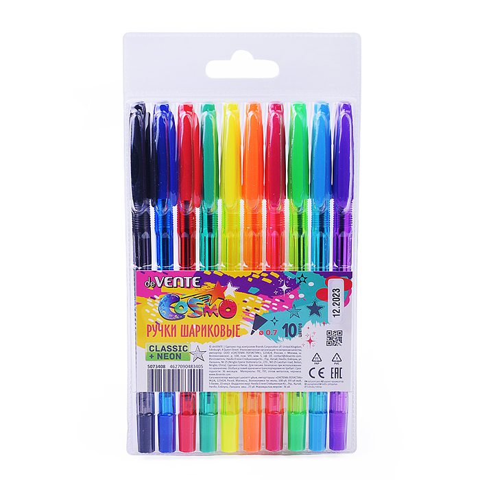 Фото к товару Набор ручек шариковых "Cosmo" 10 цветов, d=0,7 мм, с полупрозрачным корпусом Набор ручек шариковых "Cosmo" 10 цветов, d=0,7 мм, с полупрозрачным корпусом