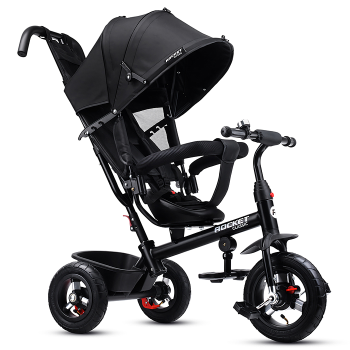 Велосипед трехколесный Rocket 137-BK, колеса надувные 12"/10", цвет черный Велосипед трехколесный Rocket 137-BK, колеса надувные 12"/10", цвет черный