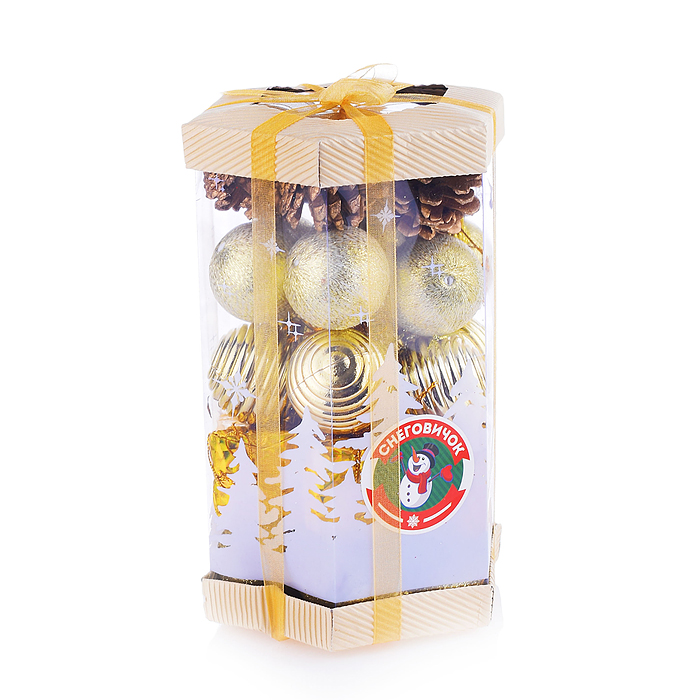 Набор новогодних украшений S1307 "Голден" в коробке