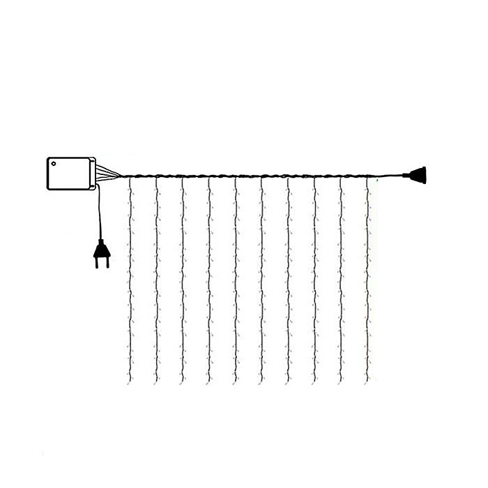Электрогирлянда светодиодная Занавес, 3м*1м, 120 ламп, цвет: теплый