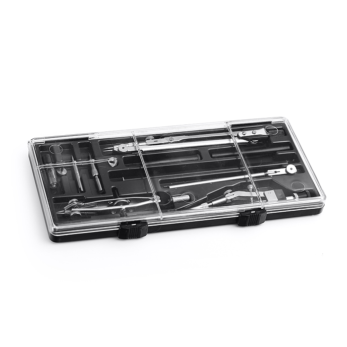 Фото к товару Набор чертежный из 12-и предметов, футляр Набор чертежный из 12-и предметов, футляр