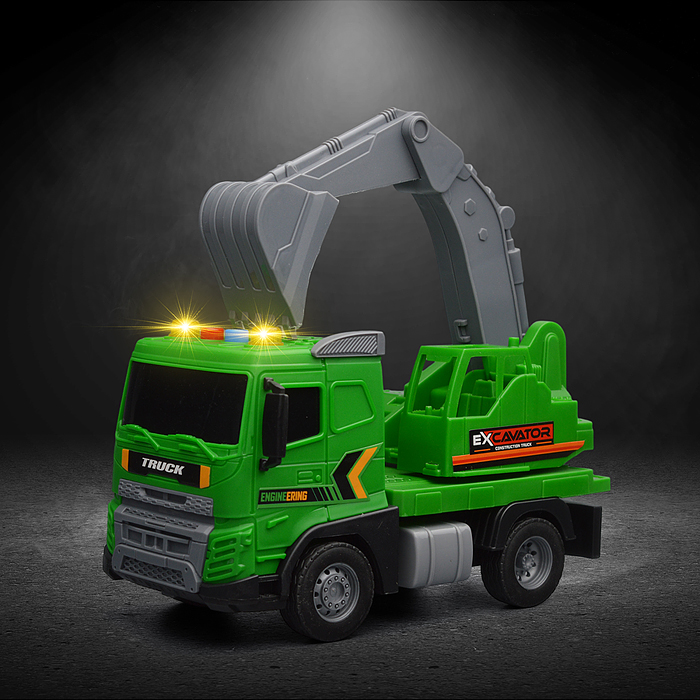 Машина JS174 "Кран" с ковшом (свет, звук) в коробке