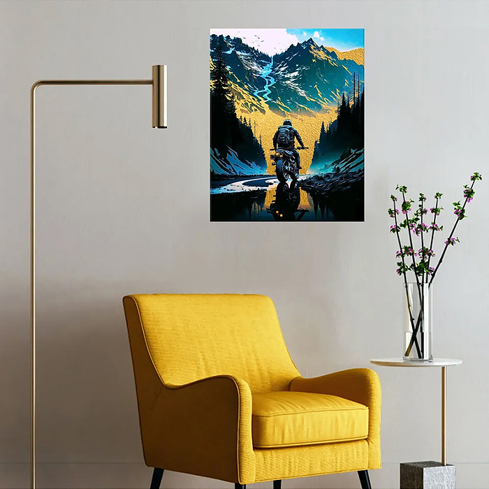 Картина по номерам 40х50 "Горный перевал" с поталью (15 цветов)