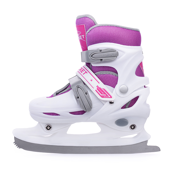 Коньки R0009 детские M бело-розовые