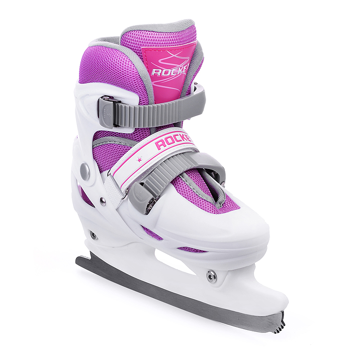 Коньки R0009 детские M бело-розовые