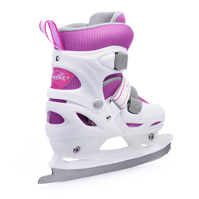 Коньки R0009 детские M бело-розовые