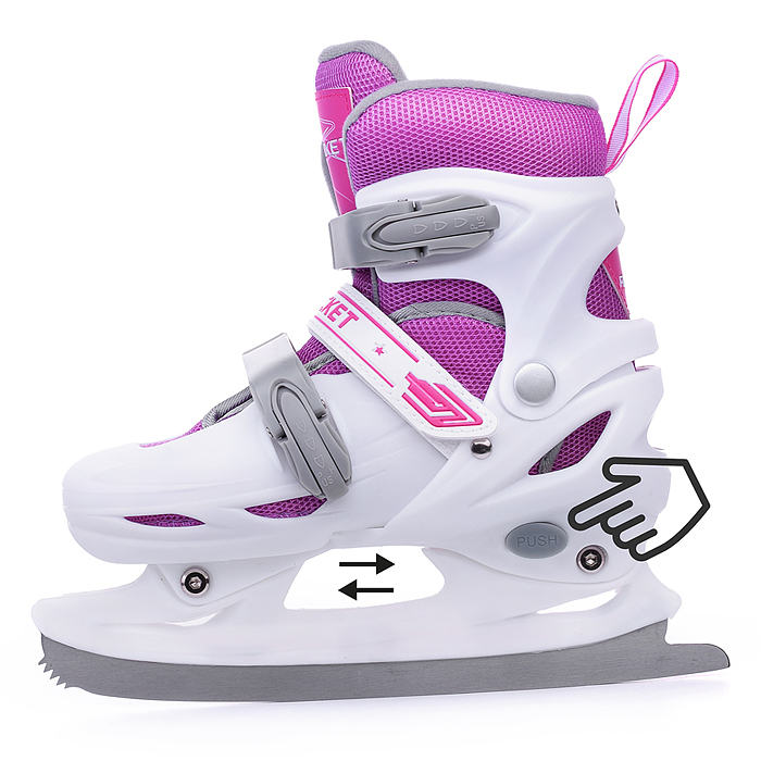 Коньки R0009 детские M бело-розовые