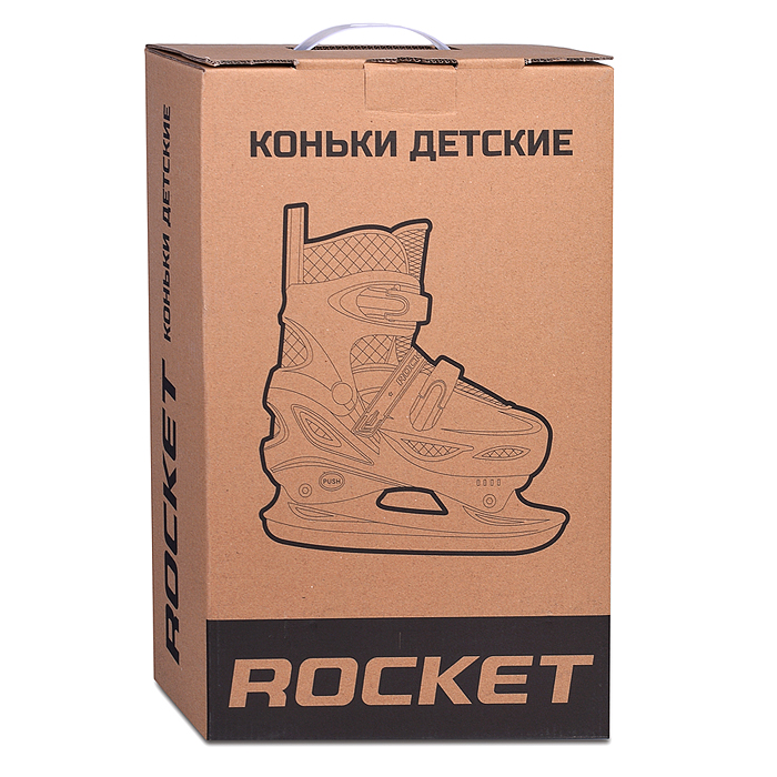 Коньки R0009 детские M бело-розовые