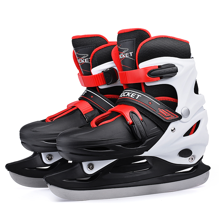 Коньки R0010 детские L черно-белые