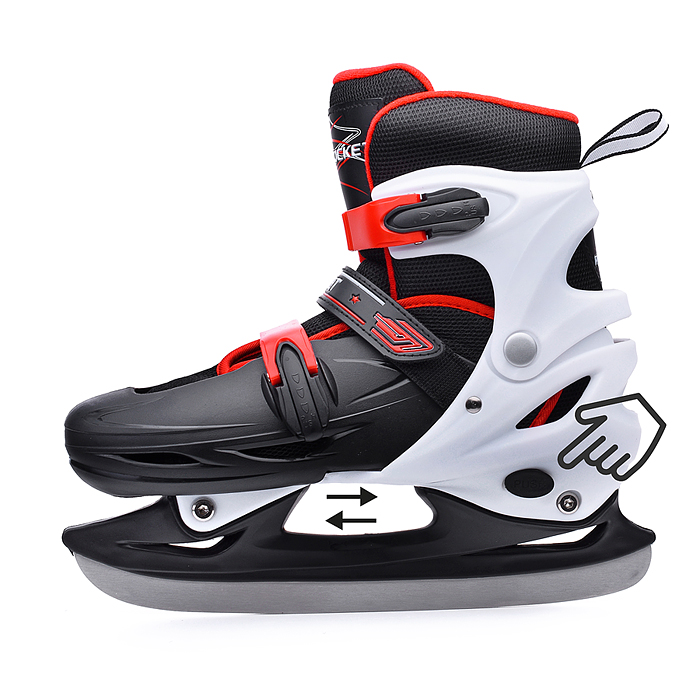 Коньки R0010 детские L черно-белые