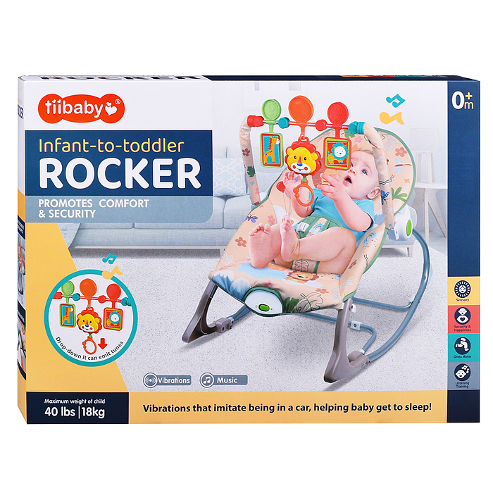 Шезлонг детский 68170 "Левушка" в коробке (бежевый)