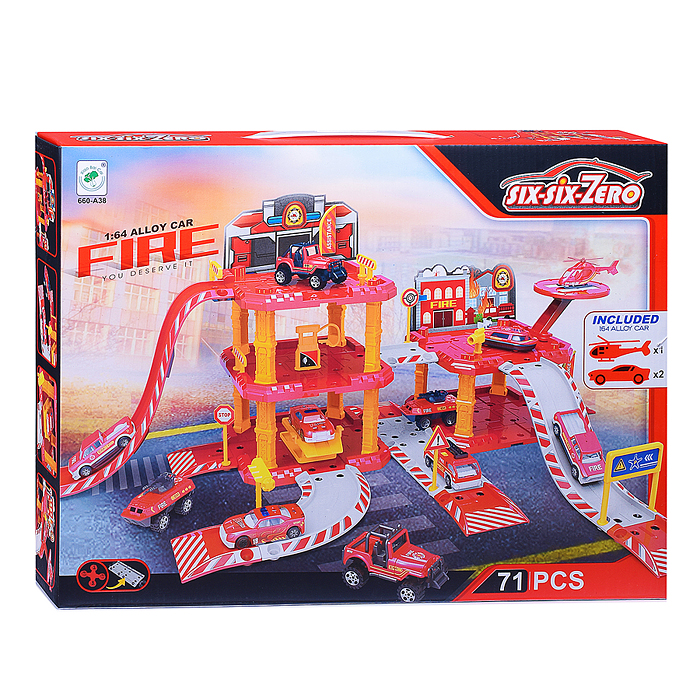 Фото к товару Парковка 660-A38 "Пожарная станция" в коробке Парковка 660-A38 "Пожарная станция" в коробке