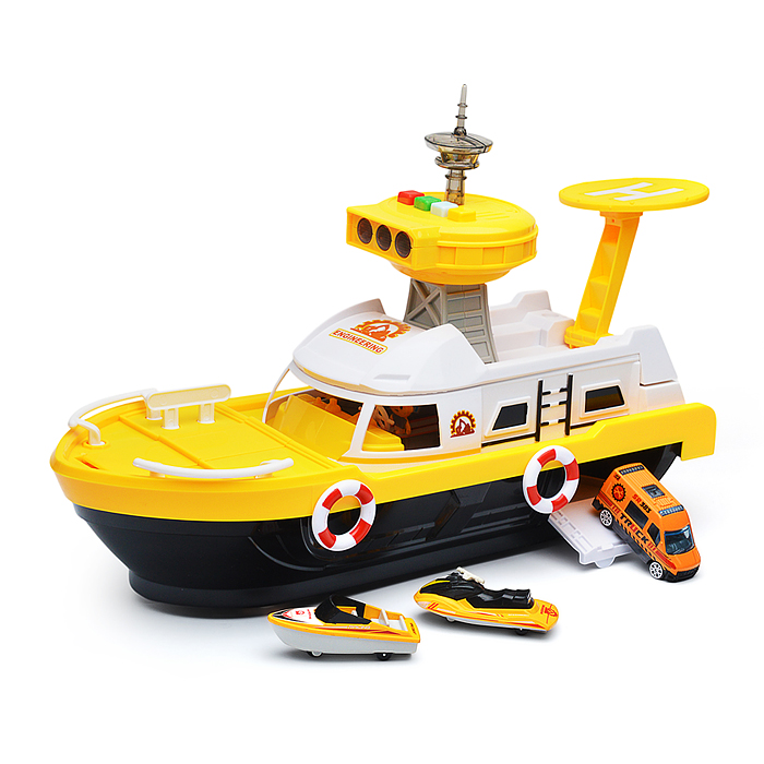 Фото к товару Катер 660-A248 в комплекте с машиной, желтый, в коробке Катер 660-A248 в комплекте с машиной, желтый, в коробке