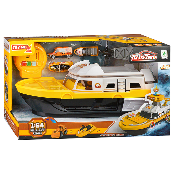 Фото к товару Катер 660-A248 в комплекте с машиной, желтый, в коробке Катер 660-A248 в комплекте с машиной, желтый, в коробке