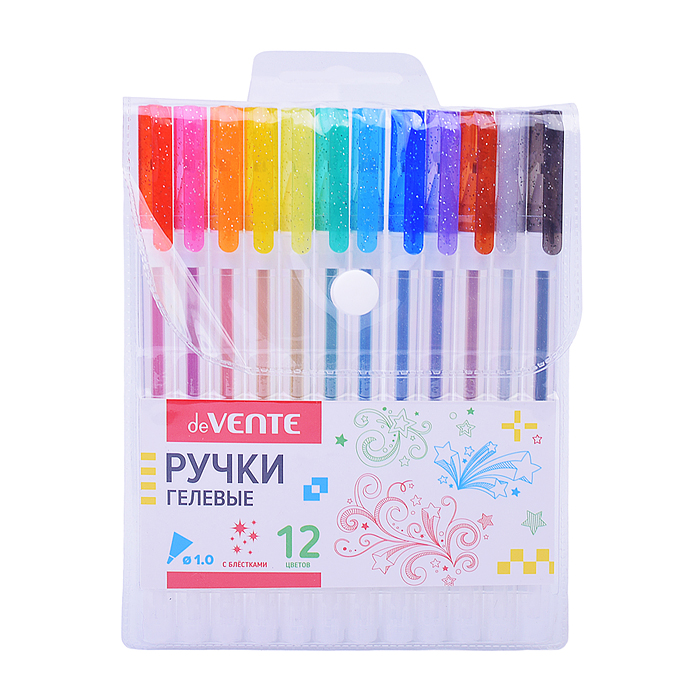 Фото к товару Набор ручек гелевых "Hit Glitter" 12 цветов с блестками Набор ручек гелевых "Hit Glitter" 12 цветов с блестками