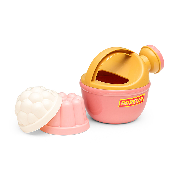 Набор №693: ведро-замок большое №2, ситечко-крепость большое, лопатка №5, грабельки №5, 2 формочки, 