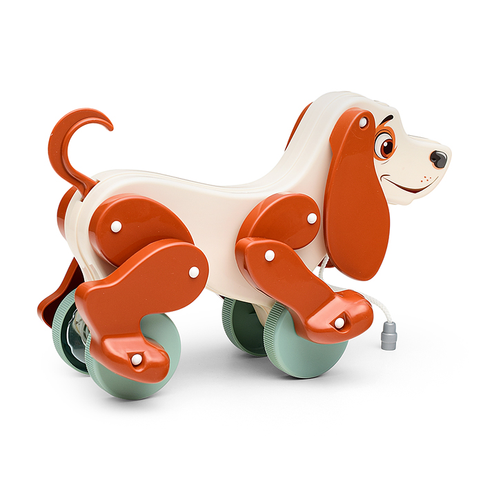 Собака-каталка "Боби" (бело-коричневый) (в пакете)