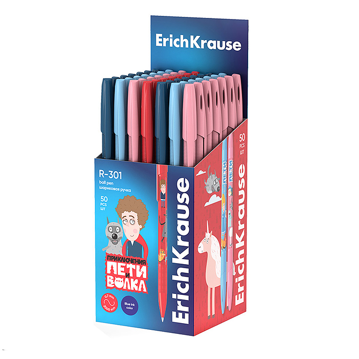 Ручка шариковая Stick&Grip Приключения Пети и Волка 0.7, цвет чернил синий 