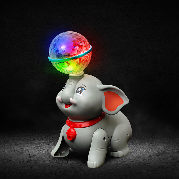 Слон YJ-3047 "Ушастик" с шариком, на батарейках, в коробке