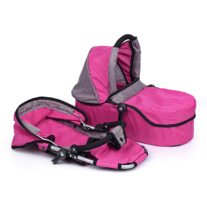 Фото к товару Коляска-трансформер 9662M для кукол, металлическая, регулируемая ручка, с корзиной, цвет розовый Коляска-трансформер 9662M для кукол, металлическая, регулируемая ручка, с корзиной, цвет розовый