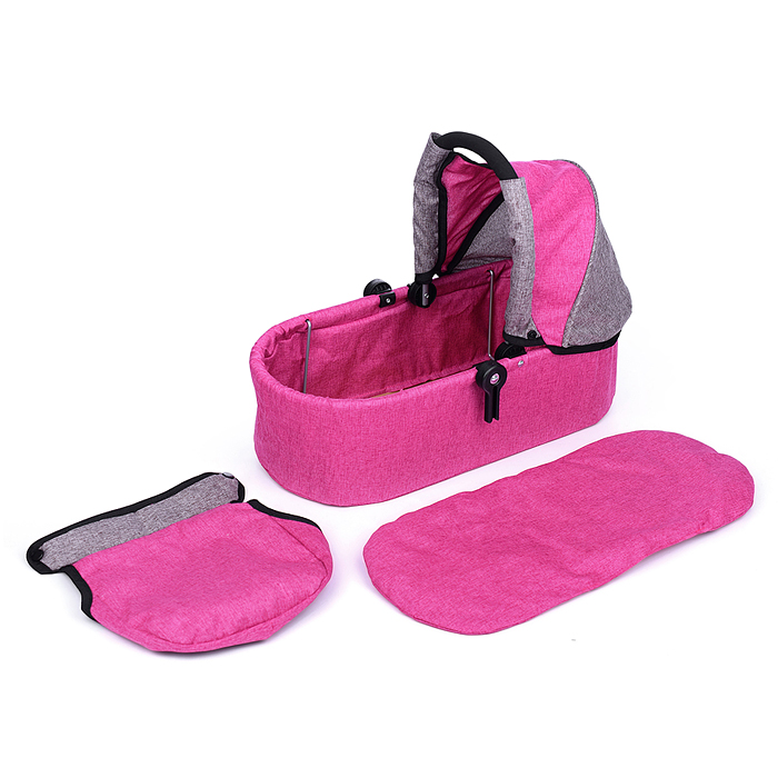 Фото к товару Коляска-трансформер 9662M для кукол, металлическая, регулируемая ручка, с корзиной, цвет розовый Коляска-трансформер 9662M для кукол, металлическая, регулируемая ручка, с корзиной, цвет розовый