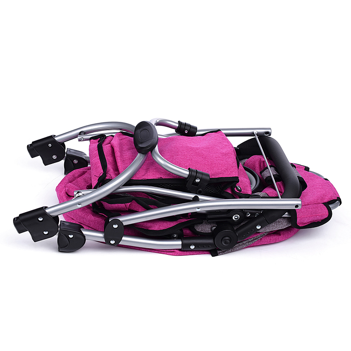 Фото к товару Коляска-трансформер 9662M для кукол, металлическая, регулируемая ручка, с корзиной, цвет розовый Коляска-трансформер 9662M для кукол, металлическая, регулируемая ручка, с корзиной, цвет розовый