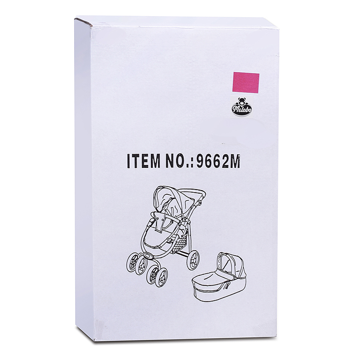 Фото к товару Коляска-трансформер 9662M для кукол, металлическая, регулируемая ручка, с корзиной, цвет розовый Коляска-трансформер 9662M для кукол, металлическая, регулируемая ручка, с корзиной, цвет розовый