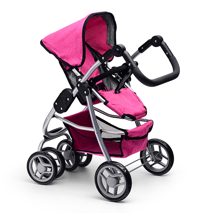 Фото к товару Коляска-трансформер 9662M для кукол, металлическая, регулируемая ручка, с корзиной, цвет розовый Коляска-трансформер 9662M для кукол, металлическая, регулируемая ручка, с корзиной, цвет розовый