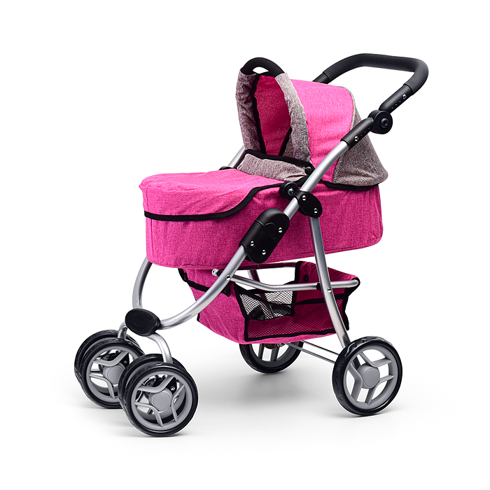 Фото к товару Коляска-трансформер 9662M для кукол, металлическая, регулируемая ручка, с корзиной, цвет розовый Коляска-трансформер 9662M для кукол, металлическая, регулируемая ручка, с корзиной, цвет розовый