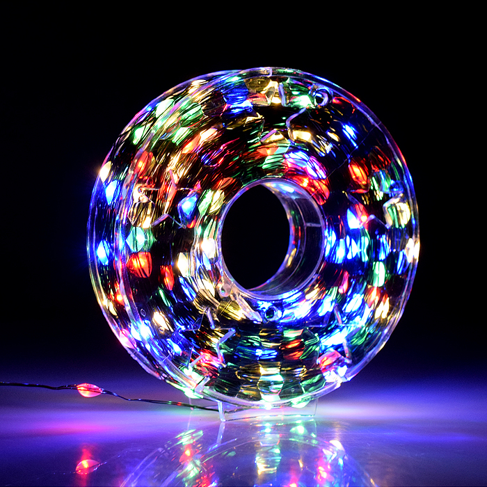 Электрогирлянда Роса 30м, 300 ламп, зеленый провод, цветная, пульт