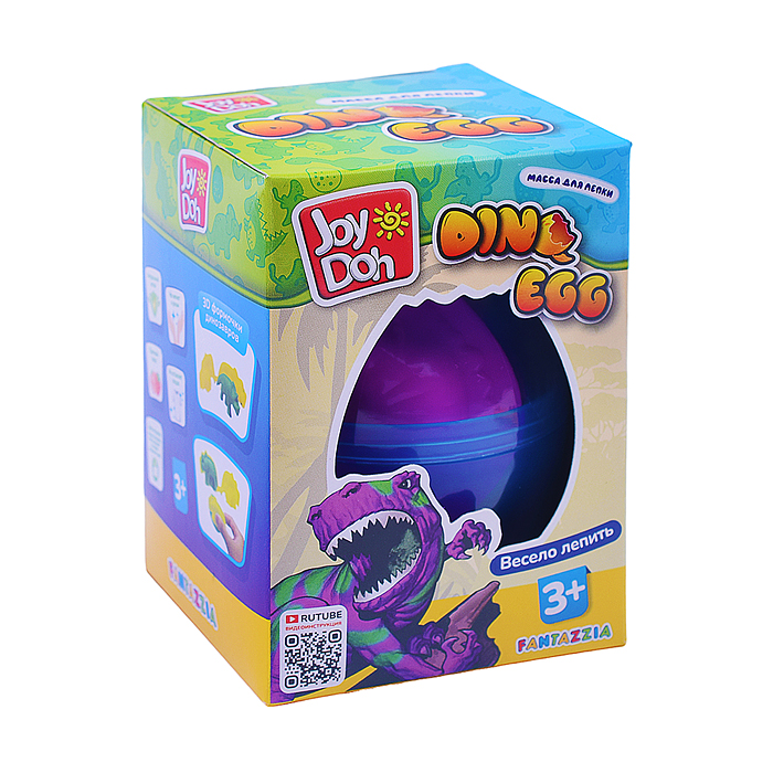 Масса для лепки набор Dino egg - Яйцо динозавра, 3D формы, 2 пакетика с тестом, 